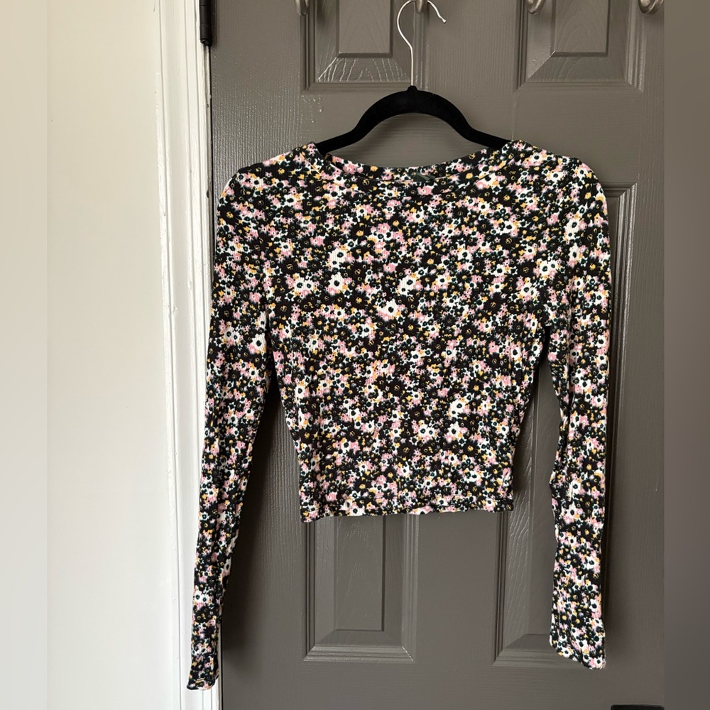 Wild Fable Black Floral Crop Top